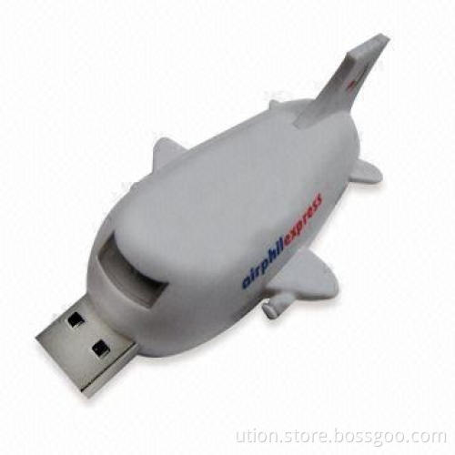 USB Flash Drive with Airplane Design, Supports USB 2.0 Interface, Free Logo, Package